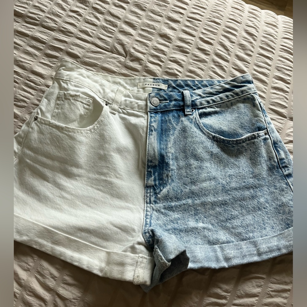 Zara Two-Tone White and Blue Shorts